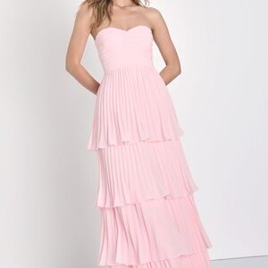 Lulus Seriously Sensational Light Pink Strapless Tiered Maxi Dress - Size XXS